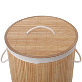 Sherwood Housewares Round Helix Folding Bamboo Laundry Hamper Temple