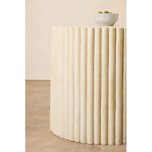 Audrey Travertine Look Outdoor Side Table Temple Webster