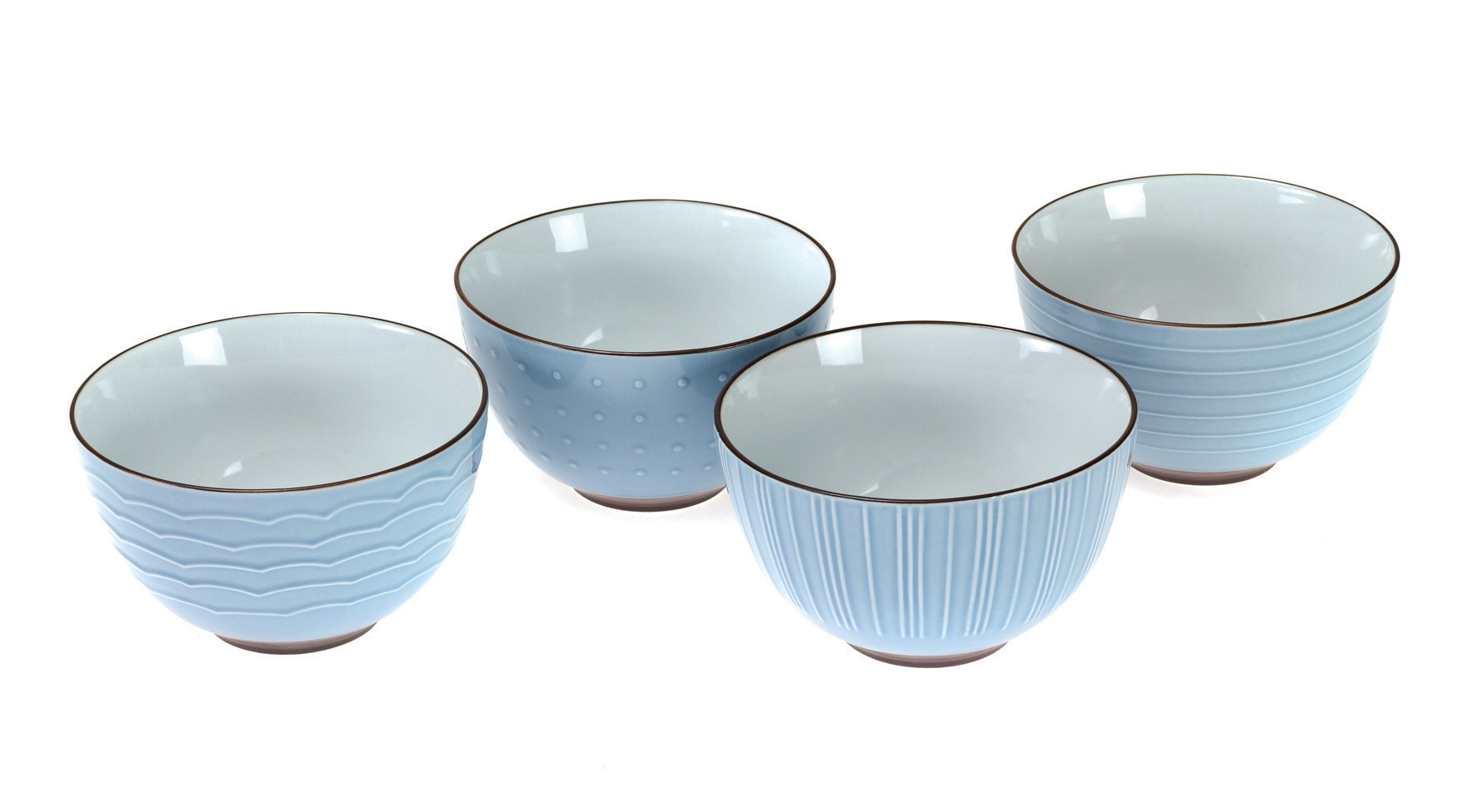 NEW Set of 4 Light Blue Ceramic Bowls eBay