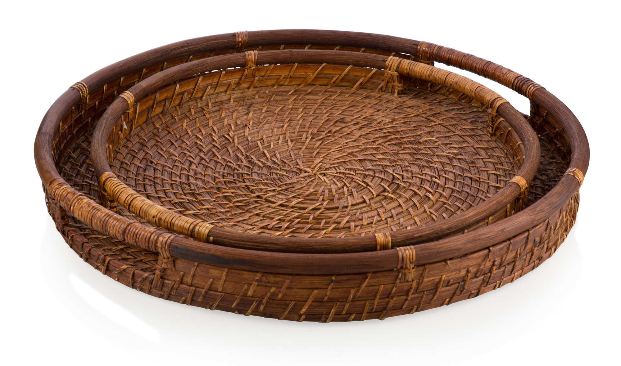 NEW Rattan & Bamboo Round Serving Trays eBay