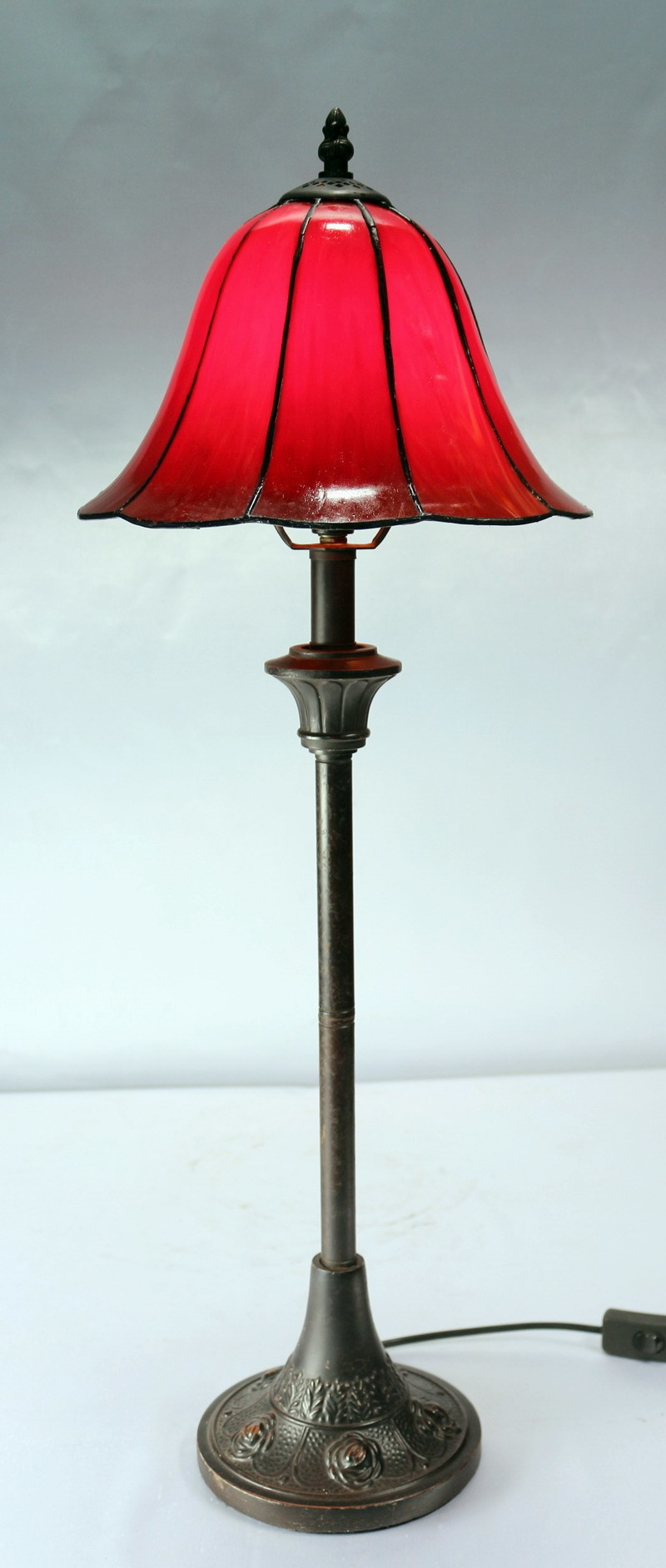 NEW Tall Cosmo Leadlight Table Lamp with Red Shade eBay
