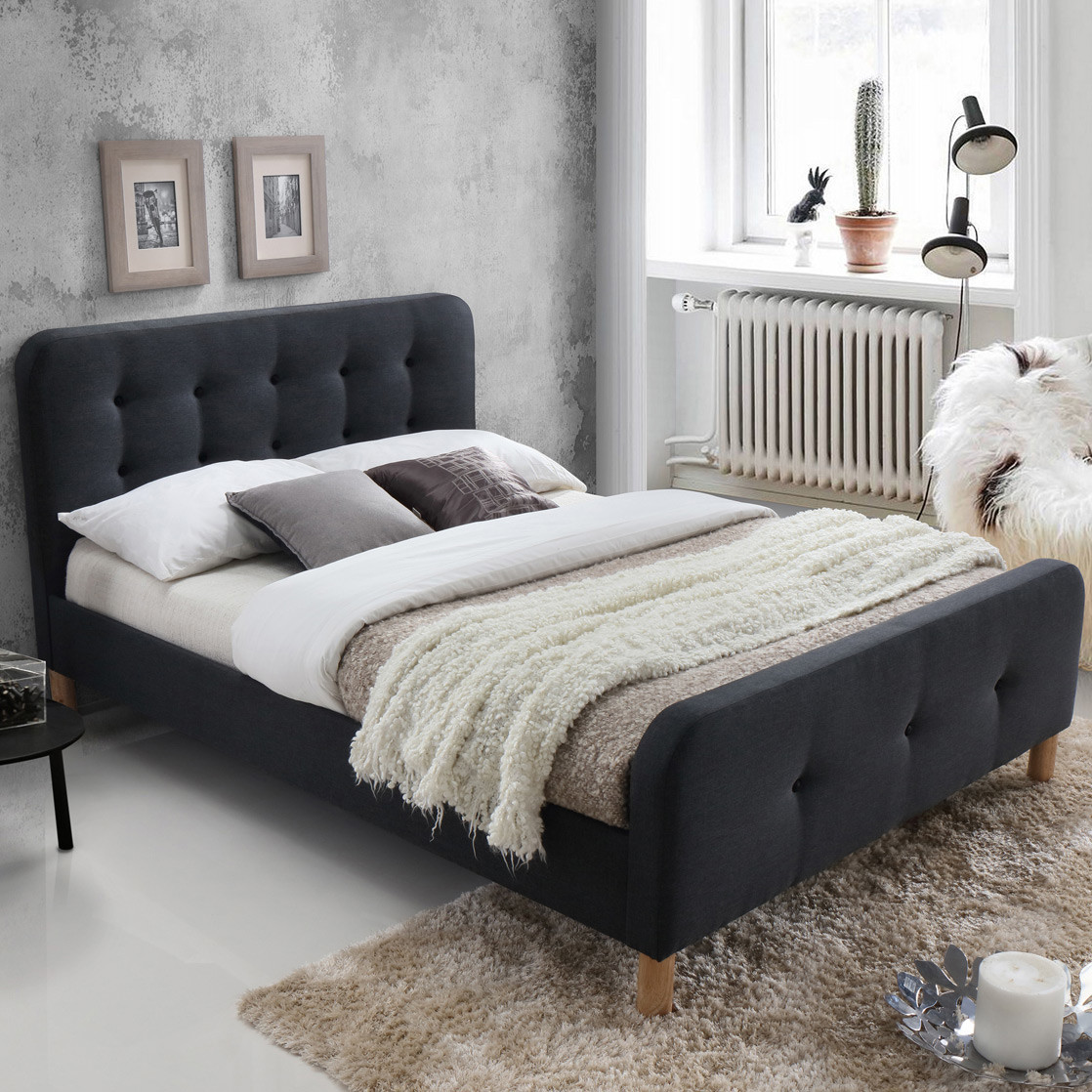 NEW Dark Grey Button Tufted Double Bed Frame eBay