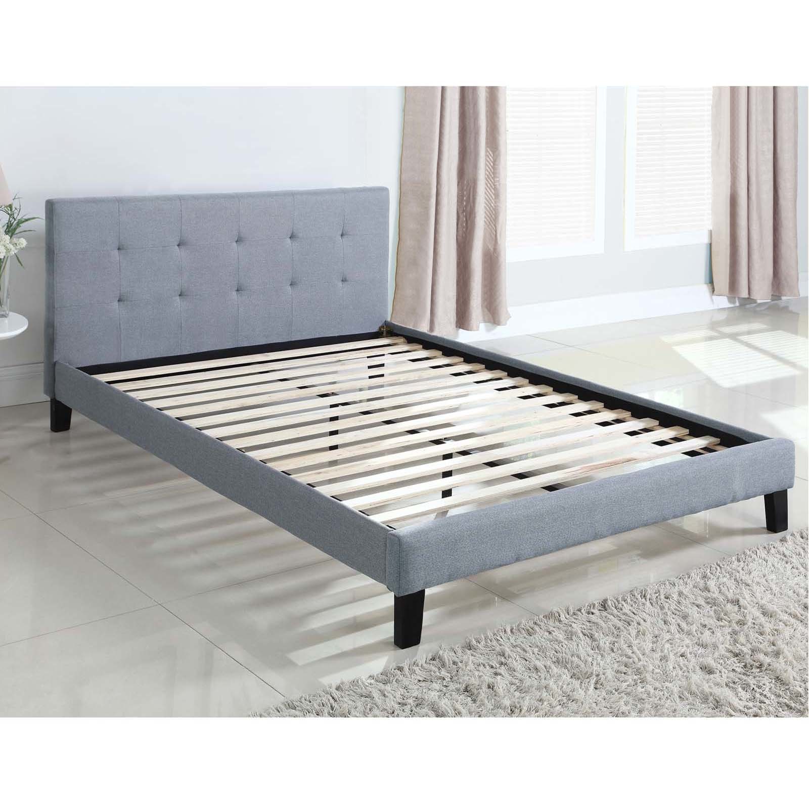 NEW Grey Button Tufted Queen Bed Frame | eBay