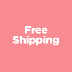 Free Shipping cushions banner in pink with white text
