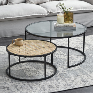 2 Piece Fusion Nesting Coffee Tables Set 