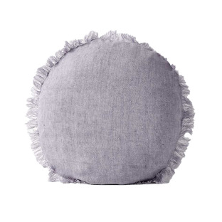 Fringed Vintage 55cm Round Pure Linen Cushion 