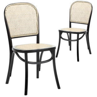 Luca Beech & Rattan Dining Chairs (Set of 2)