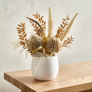 37cm Potted Faux Dried Look Mixed Banksia Arrangement 