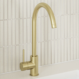 Clovelly Brushed Gold PVD Gooseneck Kitchen Sink Mixer 