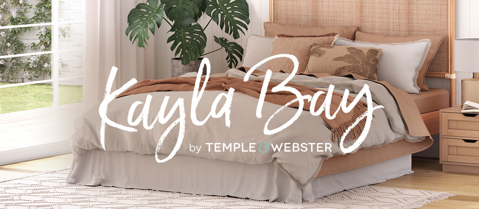 Image of coastal style bedroom with branding Kayla Bay by Temple & Webster
