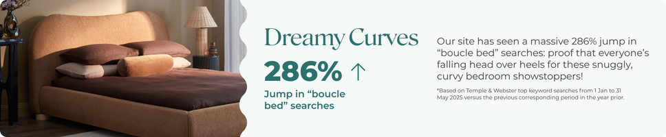 Image of statistic: 286% jump in 'Boucle Bed' Searches