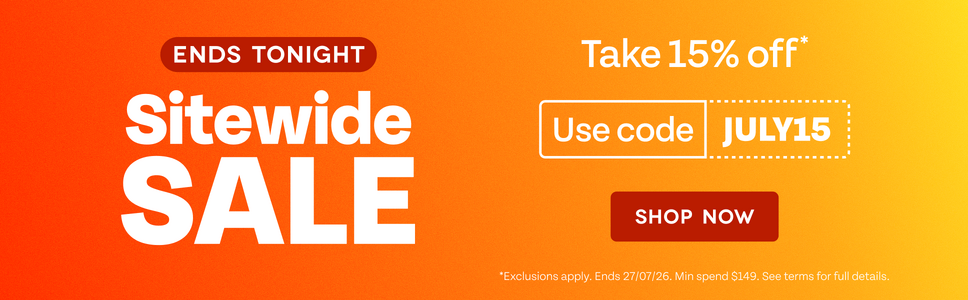 Ends Tonight. Sitewide Sale. Take 15% off. Use code JULY15