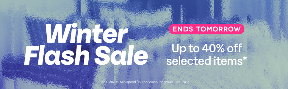 Winter Flash Sale. Ends Tomorrow. Up to 40% off selected items.