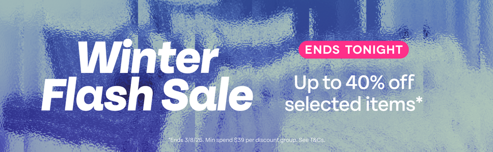 Winter Flash Sale. Ends Tonight. Up to 40% off selected items.