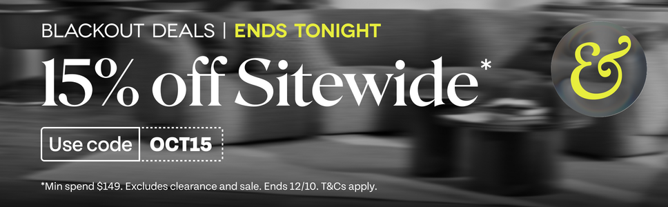 Blackout Deals. EEnds Tonight. 15% off Sitewide. Use code OCT15