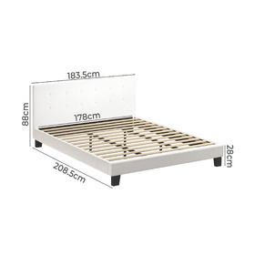 White Quiton Boucle Platform Bed