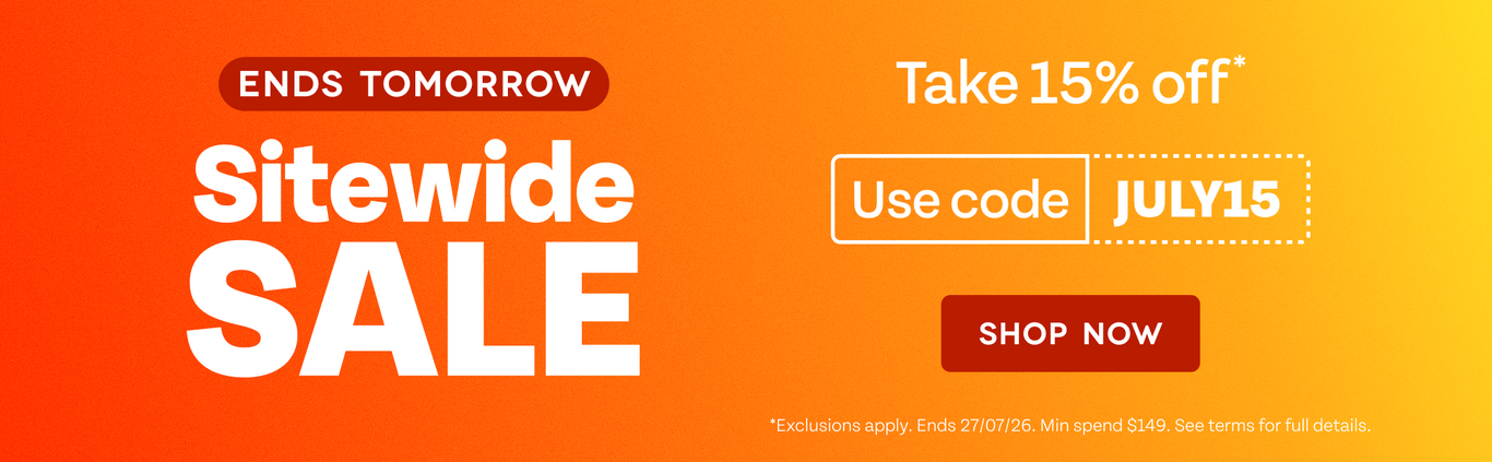 Ends Tomorrow. Sitewide Sale. Take 15% off. Use code JULY15