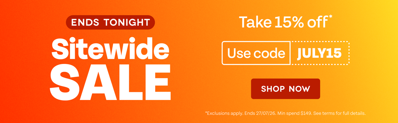 Ends Tonight. Sitewide Sale. Take 15% off. Use code JULY15