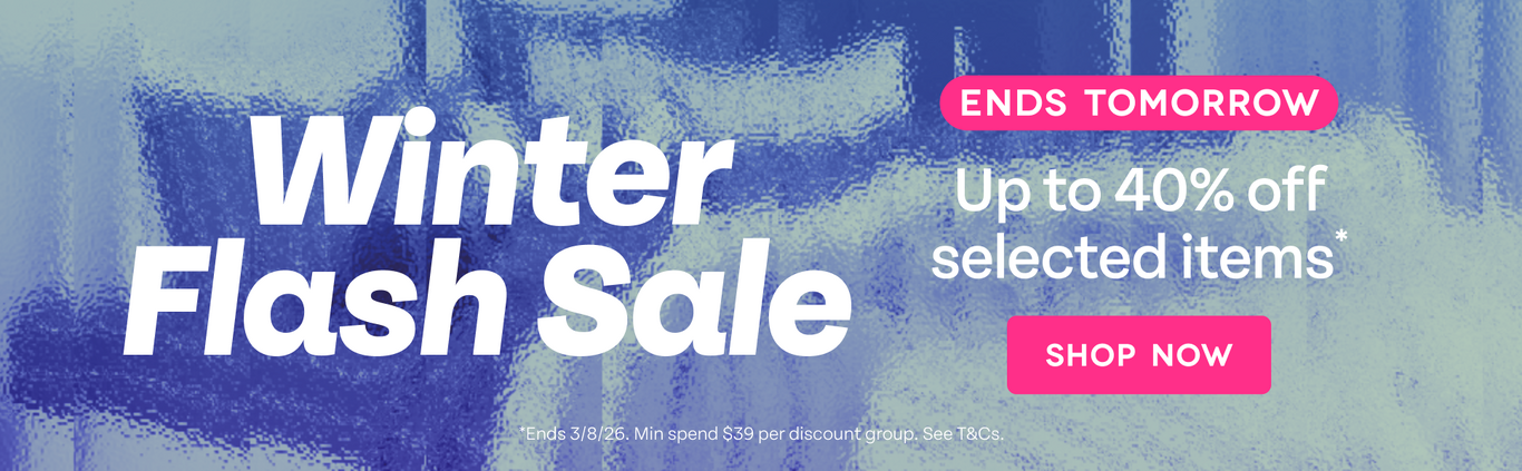 Winter Flash Sale. Ends Tomorrow. Up to 40% off selected items