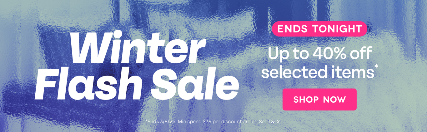 Winter Flash Sale. Ends Tonight. Up to 40% off selected items.
