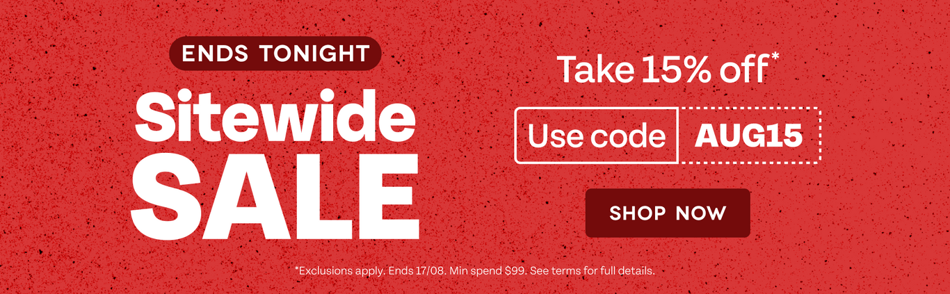 Ends Tonight. Sitewide Sale take 15% off. Use code AUG15