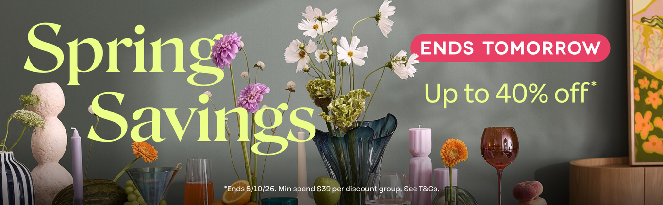 Ends Tomorrow. Spring Savings. Up to 40% off