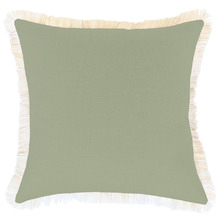 Solid Coastal Fringed Square Outdoor Cushion