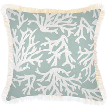 Coral Fringed Square Outdoor Cushion