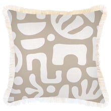 Fringed Coastal Abstract Indoor/Outdoor Cushion