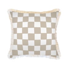 Check Coastal Fringed Outdoor Cushion