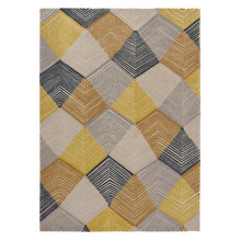 Mustard & Grey Harlequin Rhythm Hand-Tufted Wool Rug