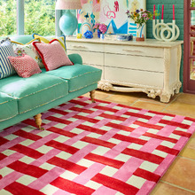 Coral Harsr Basket Weave Hand-Tufted Wool Rug