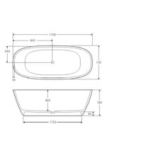 Marrisa 1700mm Cast Stone Bath