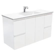 Vanessa Fingerpull 1200mm Satin White Wall Hung Vanity Unit