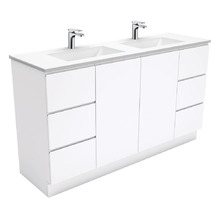 Vanessa Fingerpull 1500mm Gloss White Freestanding Double Basin Vanity