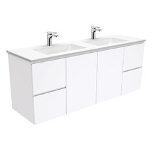Vanessa Fingerpull 1500mm Gloss White Wall Hung Double Basin Vanity