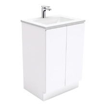 Vanessa Fingerpull 600mm Gloss White Freestanding Vanity Unit