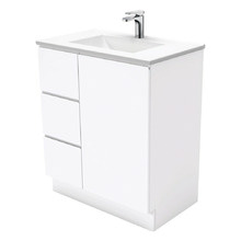 Vanessa Fingerpull 750mm Gloss White Freestanding Vanity Unit
