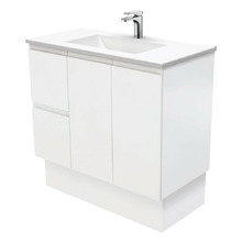 Vanessa Fingerpull 900mm Satin White Freestanding Vanity
