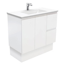 Vanessa Fingerpull 900mm Satin White Floor Standing Vanity