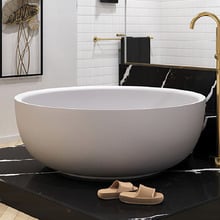 Shinto 1350mm Round Stone Bath Tub With Overflow