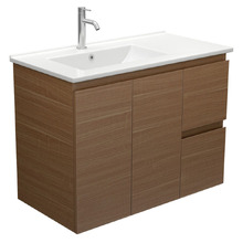 Dolce 900mm Walnut Wall Hung Single Vanity with Ceramic Countertop