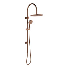 Empire Slim Brushed Copper Gooseneck Twin Shower