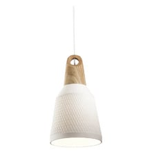 Largo White Ceramic & Oak Wood Pendant Light
