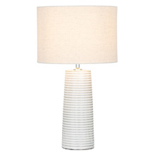 Roche White Ceramic & Linen Table Lamp