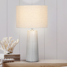 Roche White Ceramic & Linen Table Lamp