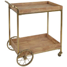 Natural & Brass Luxe Wooden Drinks Trolley