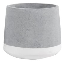 White Banded Concrete Planter