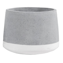 White Banded Concrete Planter