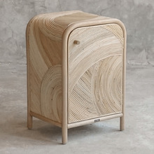 Victoria Pine Wood & Rattan Bedside Table